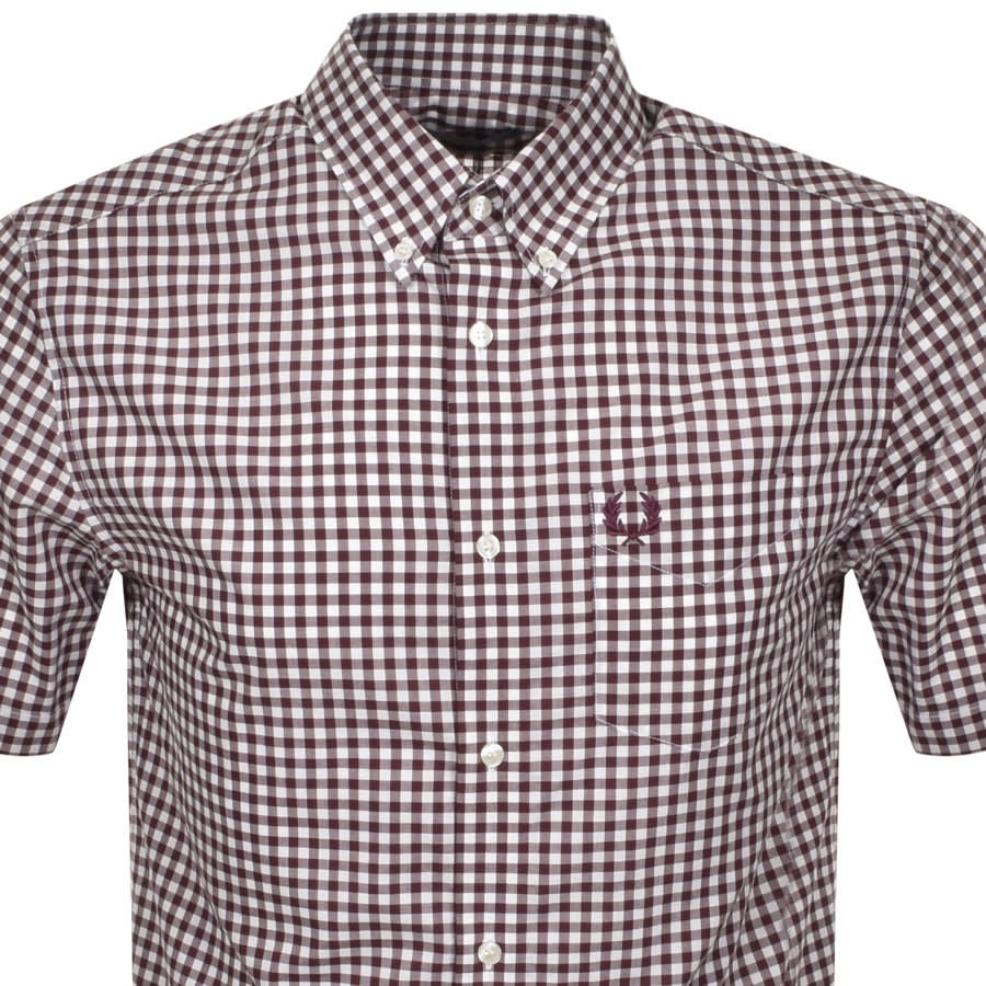 Alternative Image for ProductFred Perry Gingham Short Sleeved Shirt Burgundy2